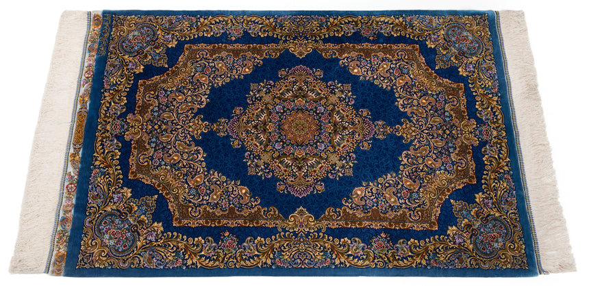 Alfombra persa de seda pura Qom | 120 x 79 cm
