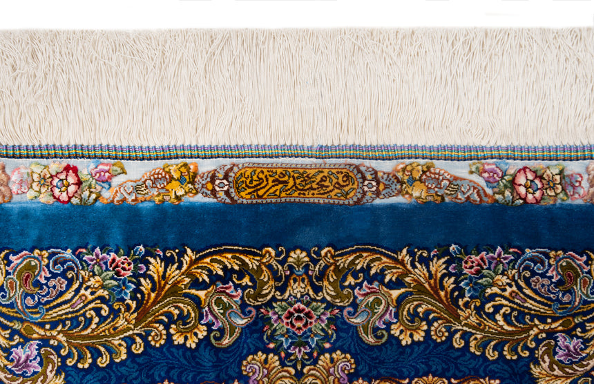 Alfombra persa de seda pura Qom | 120 x 79 cm