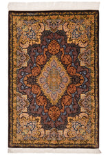 Alfombra persa de seda pura Qom | 123 x 80 cm