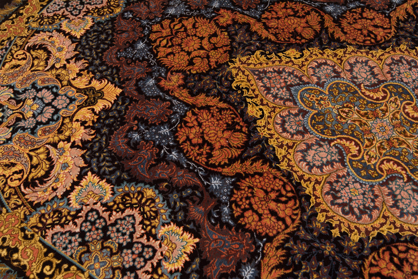 Alfombra persa de seda pura Qom | 123 x 80 cm