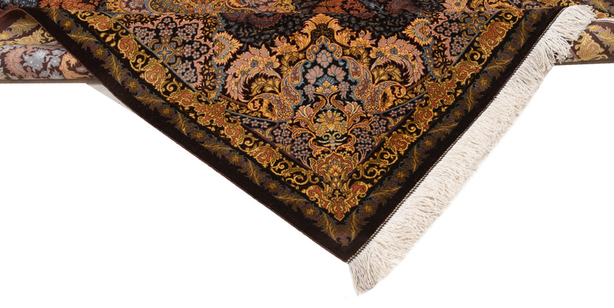 Alfombra persa de seda pura Qom | 123 x 80 cm