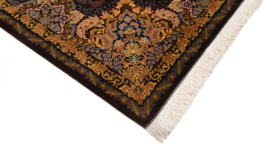 Alfombra persa de seda pura Qom | 123 x 80 cm