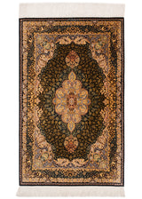 Alfombra persa de seda pura Qom | 121 x 70 cm