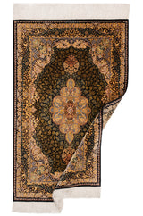 Alfombra persa de seda pura Qom | 121 x 70 cm