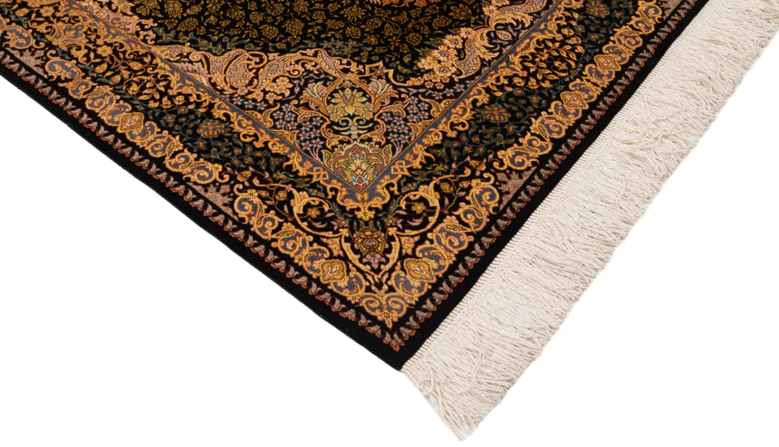 Alfombra persa de seda pura Qom | 121 x 70 cm