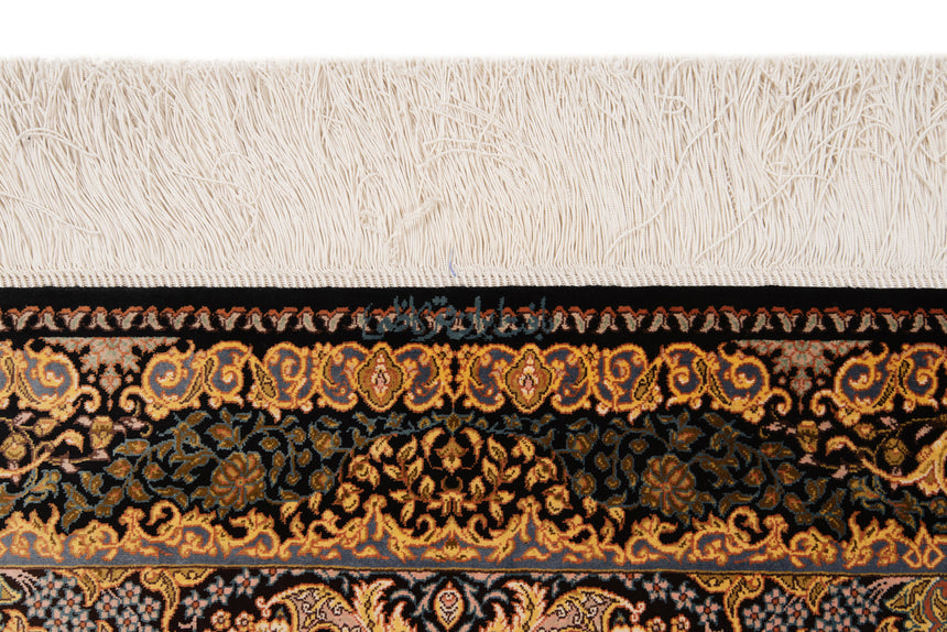 Alfombra persa de seda pura Qom | 121 x 70 cm