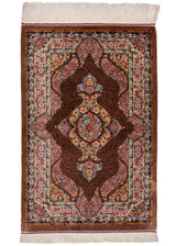 Alfombra persa de seda pura Qom | 122 x 80 cm