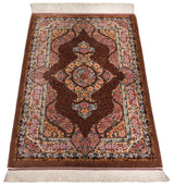 Alfombra persa de seda pura Qom | 122 x 80 cm