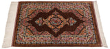 Alfombra persa de seda pura Qom | 122 x 80 cm