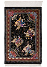 Alfombra persa de seda pura Qom | 89 x 58 cm