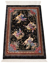 Alfombra persa de seda pura Qom | 89 x 58 cm