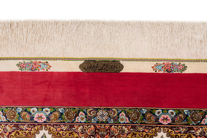 Alfombra persa de seda pura Qom | 305 x 200 cm