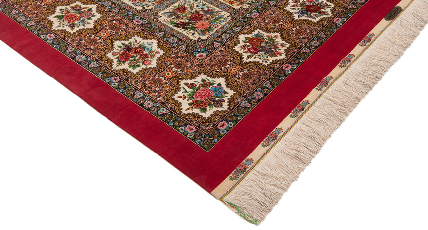 Alfombra persa de seda pura Qom | 305 x 200 cm