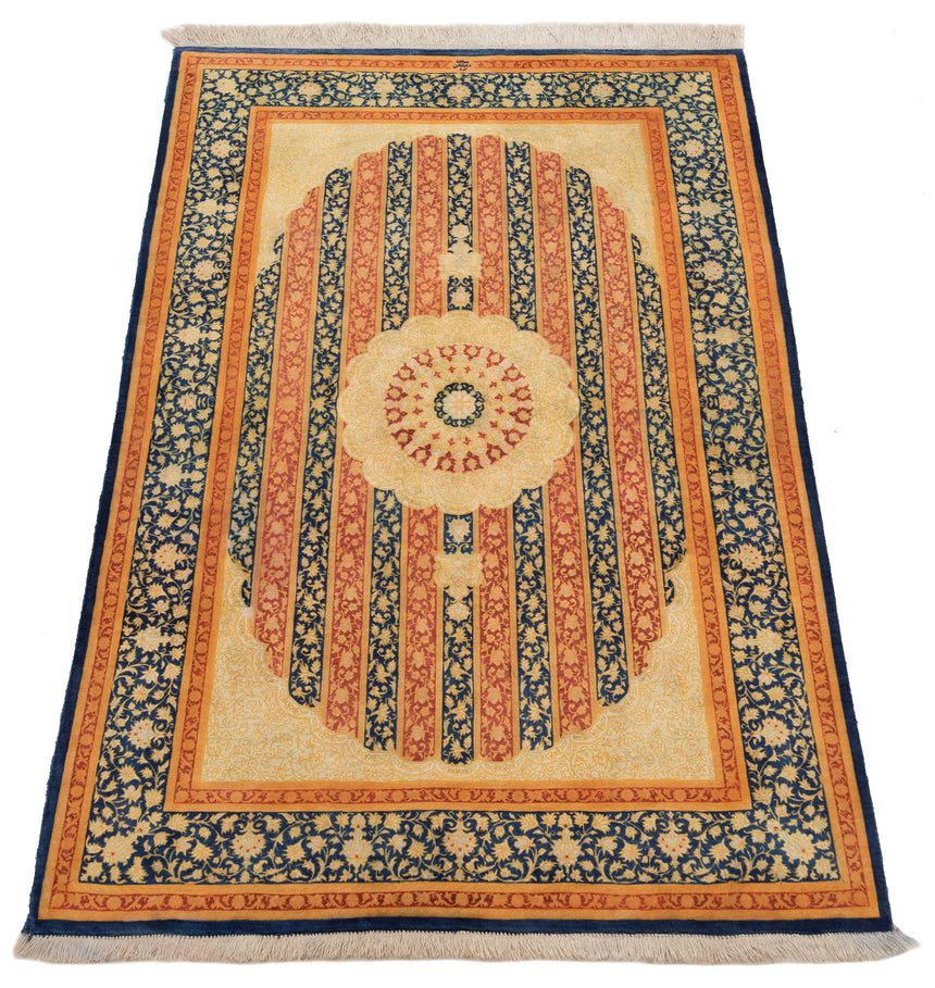 Alfombra persa de seda pura Qom | 150 x 96 cm