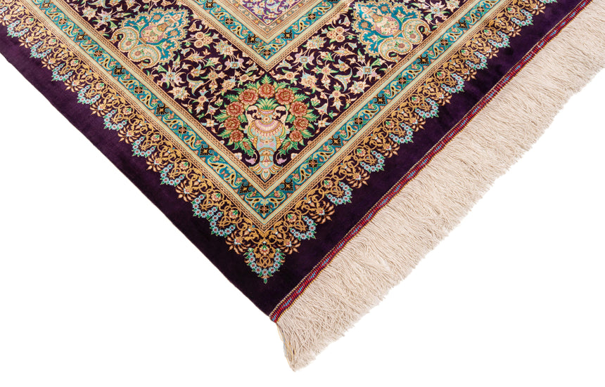 Alfombra persa de seda Qom  | 347 x 249 cm
