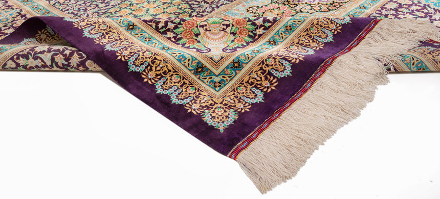 Alfombra persa de seda Qom  | 347 x 249 cm