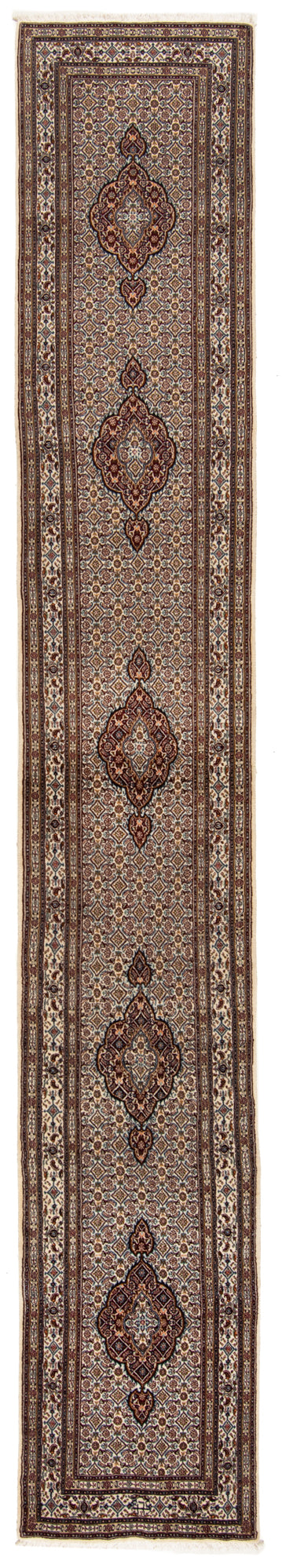 Moud con alfombra persa de seda | 501 x 77 cm