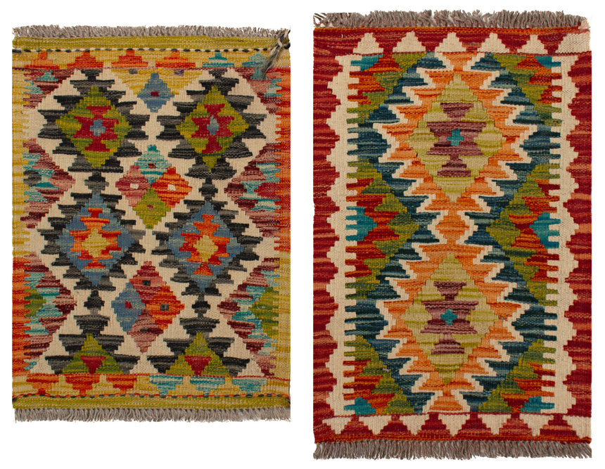 Kilim afegão | 60 x 40 (Aprox.) 2 unidades 