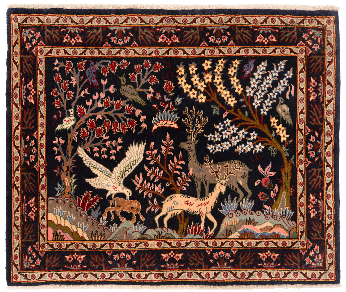 Alfombra persa Kashan | 80 x 98 cm