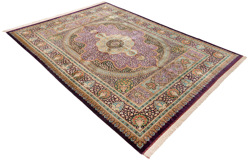 Alfombra persa de seda Qom  | 347 x 249 cm