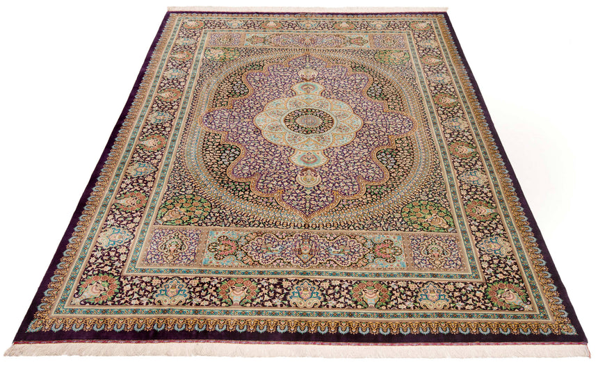Alfombra persa de seda Qom  | 347 x 249 cm