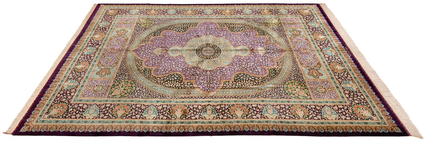 Alfombra persa de seda Qom  | 347 x 249 cm