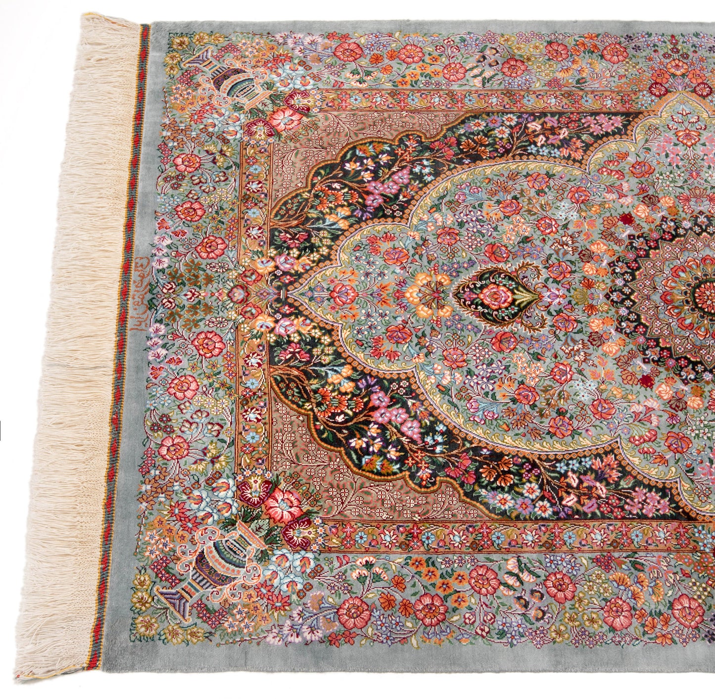 Alfombra persa Qom Silk Rezwani | 125 x 78 cm