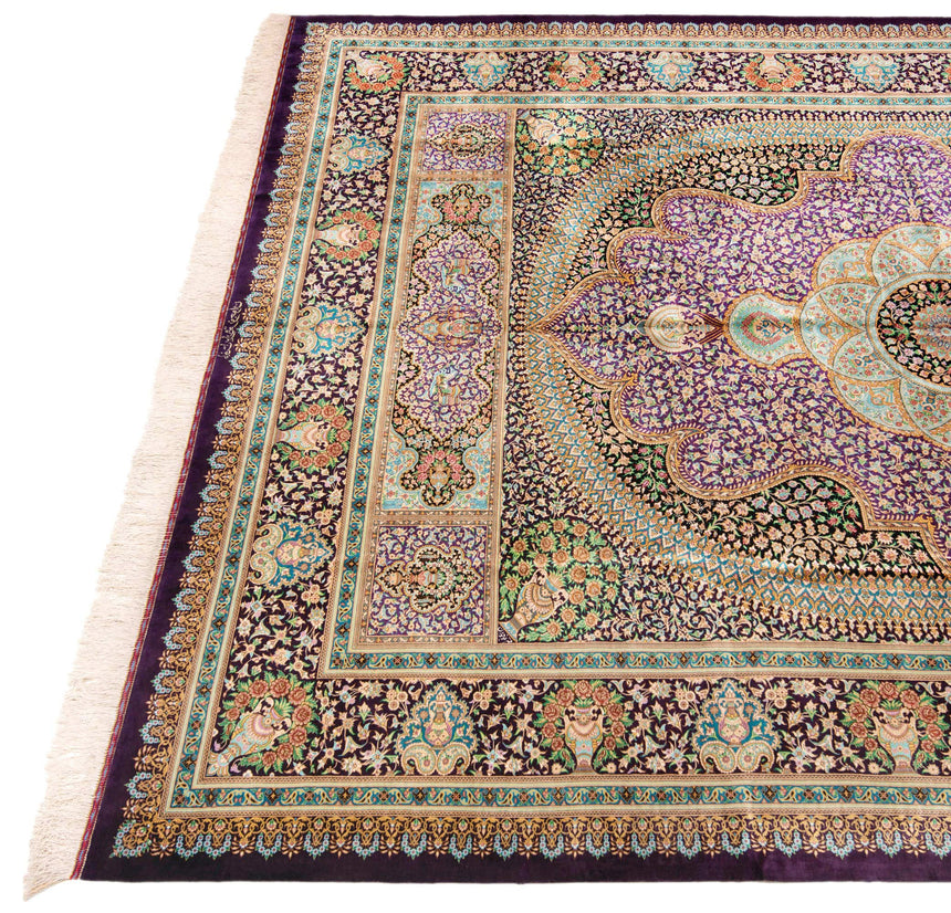 Alfombra persa de seda Qom  | 347 x 249 cm