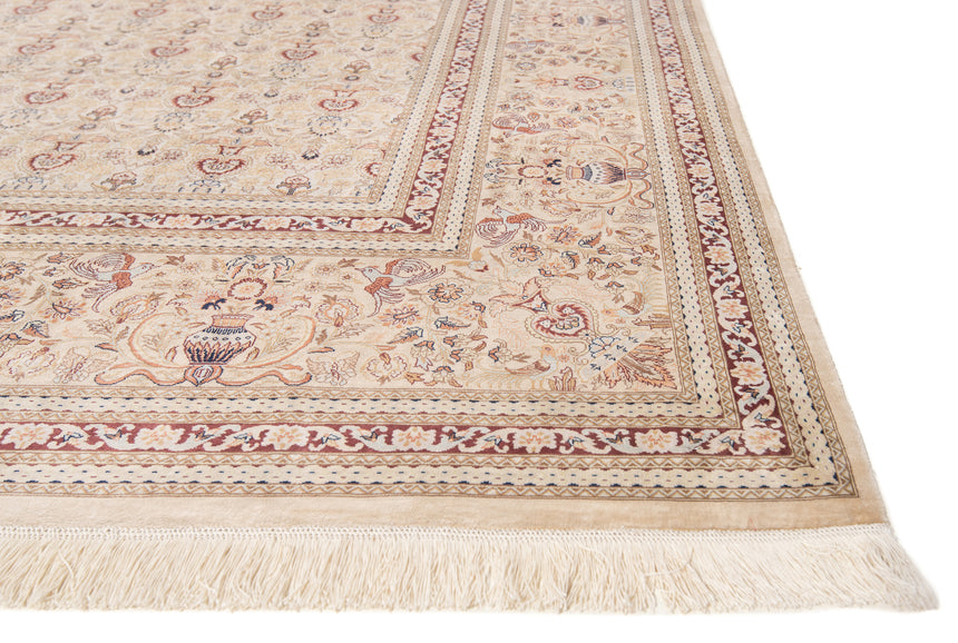 Alfombra persa de seda Qom | 354 x 252 cm
