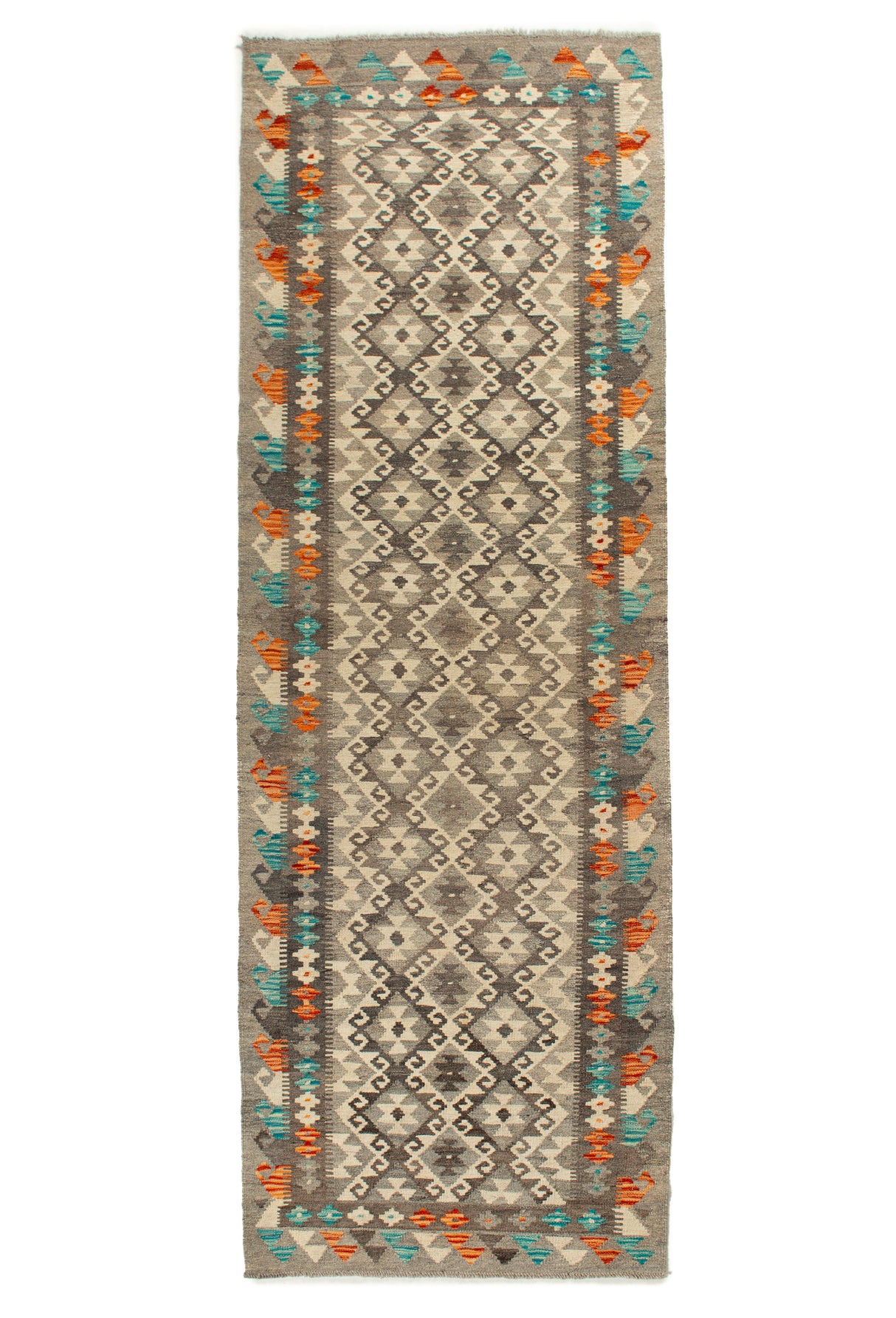 Kilim Afgano Gris | 247 x 81 cm