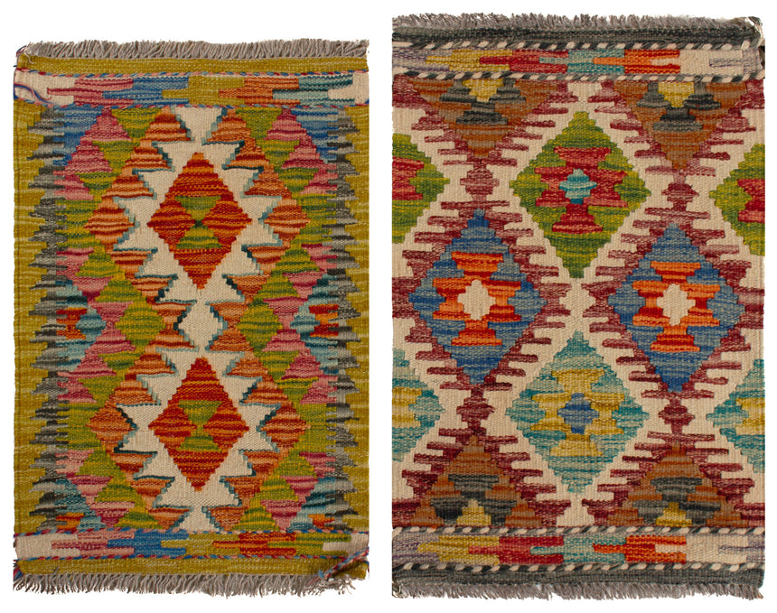 Kilim afegão | 60 x 40 (Aprox.) 2 unidades 