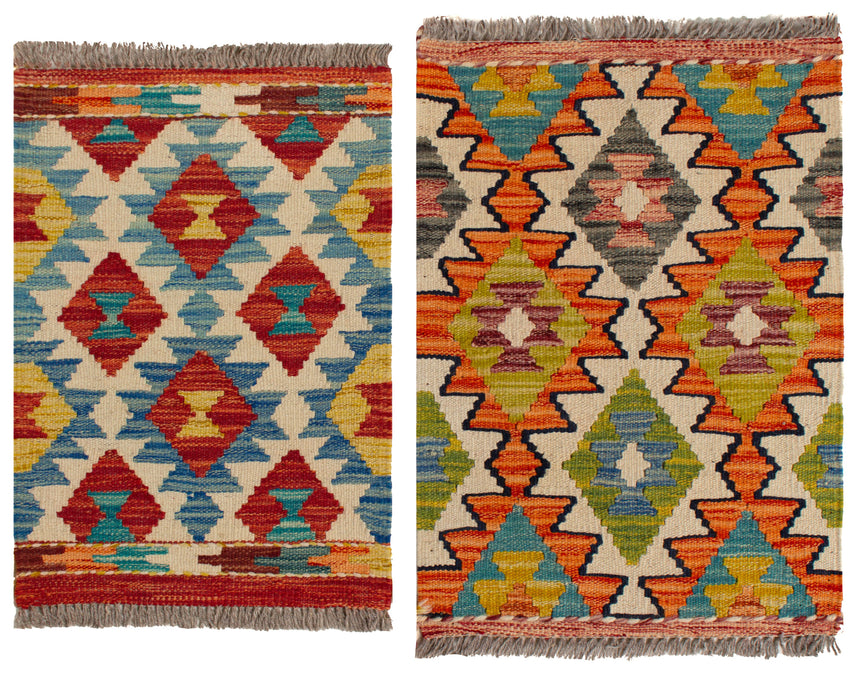 Kilim afegão | 60 x 40 (Aprox.) 2 unidades 
