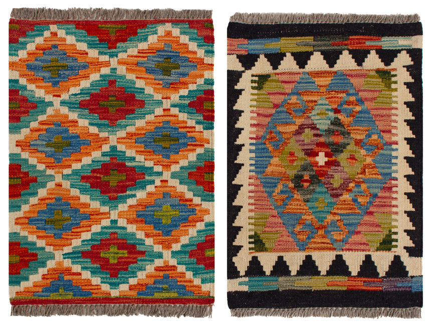 Kilim afegão | 60 x 40 (Aprox.) 2 unidades 