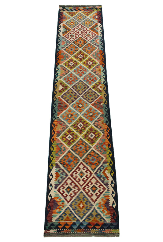 Kilim Afgano | 393 x 83 cm