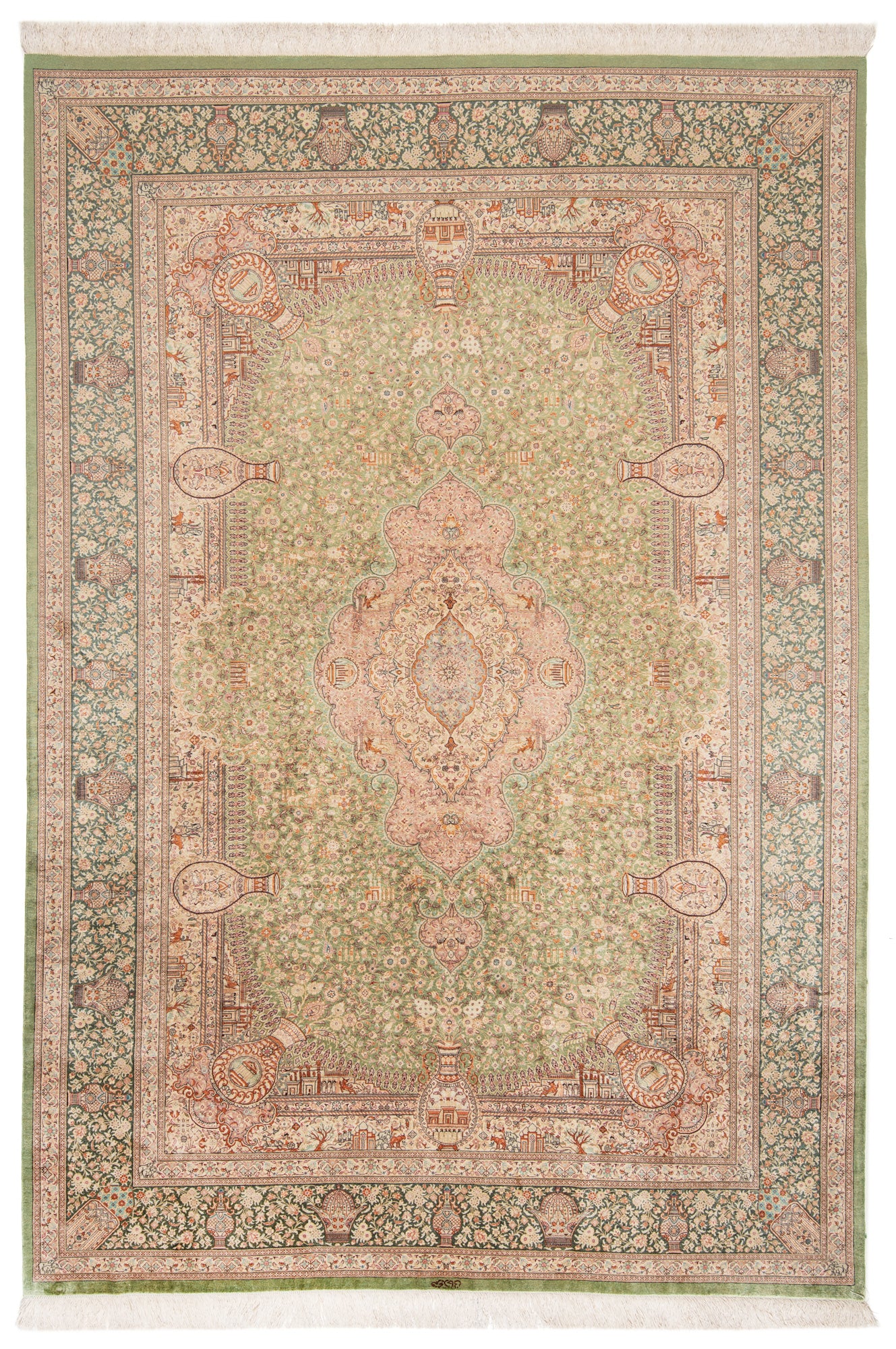 Alfombra persa Qom Silk Khani | 293 x 197 cm