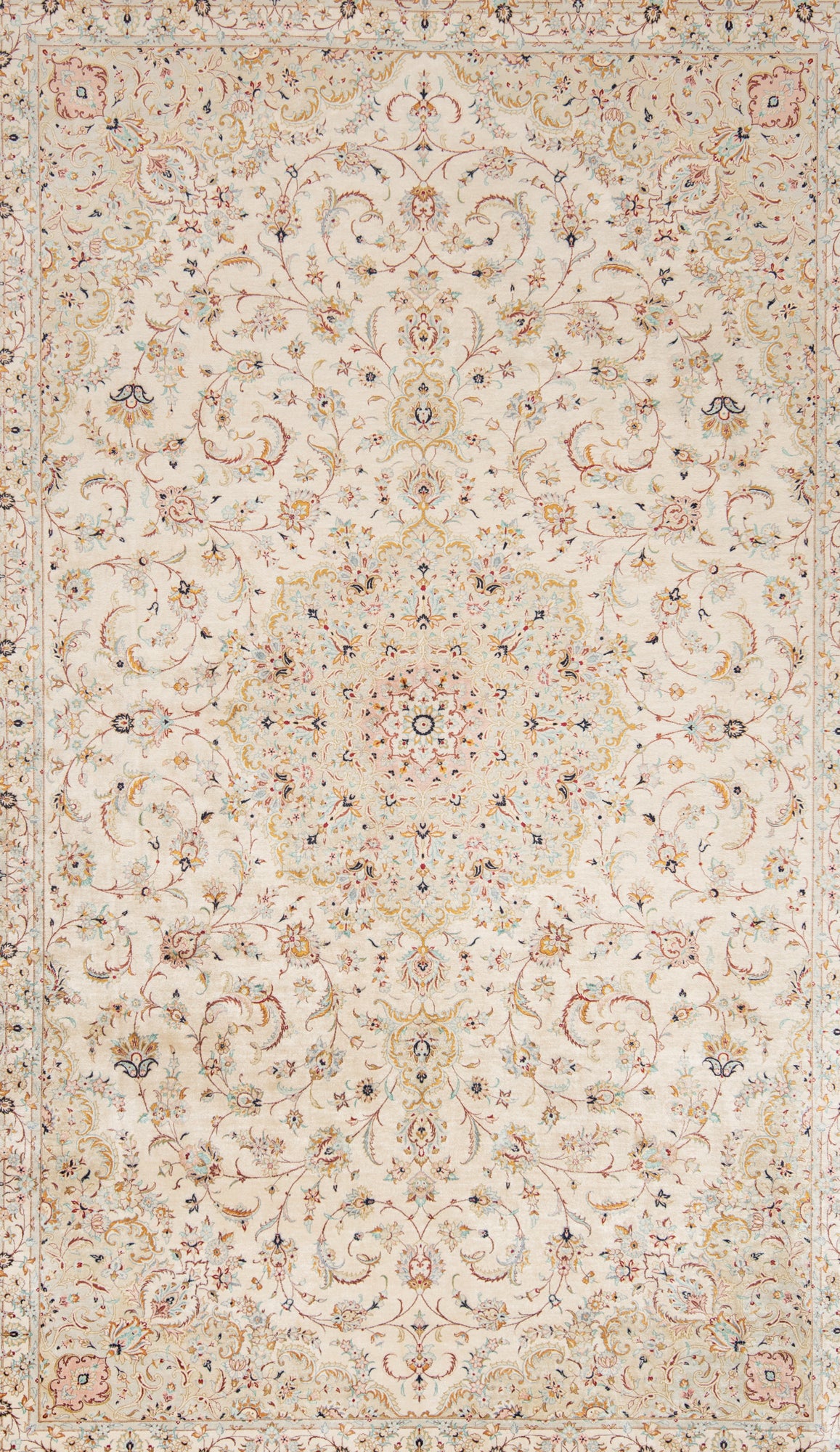 Alfombra Persa Ahmadi de Seda Qom | 299 x 198 cm