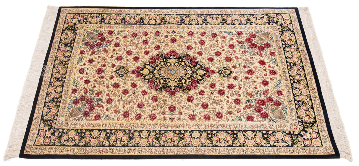 Alfombra persa de seda Qom | 159 x 105 cm