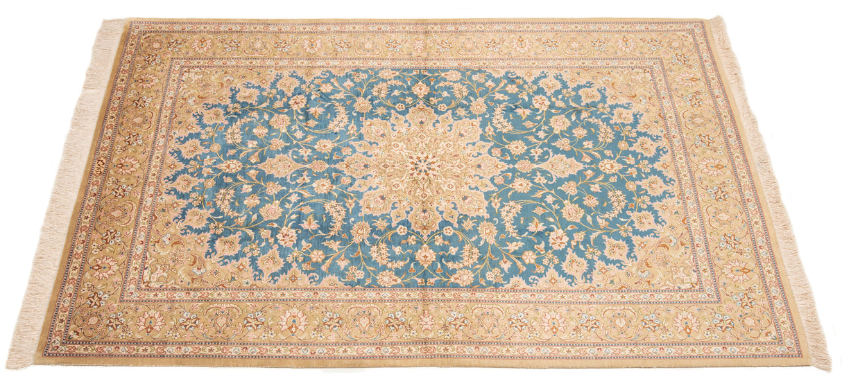 Alfombra persa de seda Qom | 198 x 140 cm