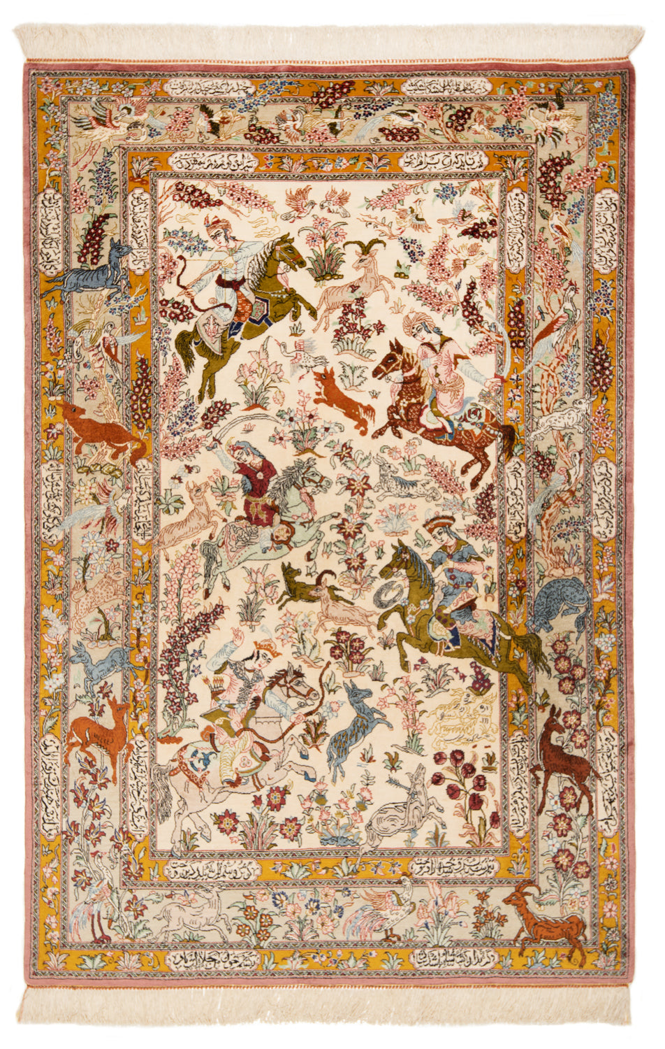 Alfombra persa de seda Qom | 151 x 100 cm