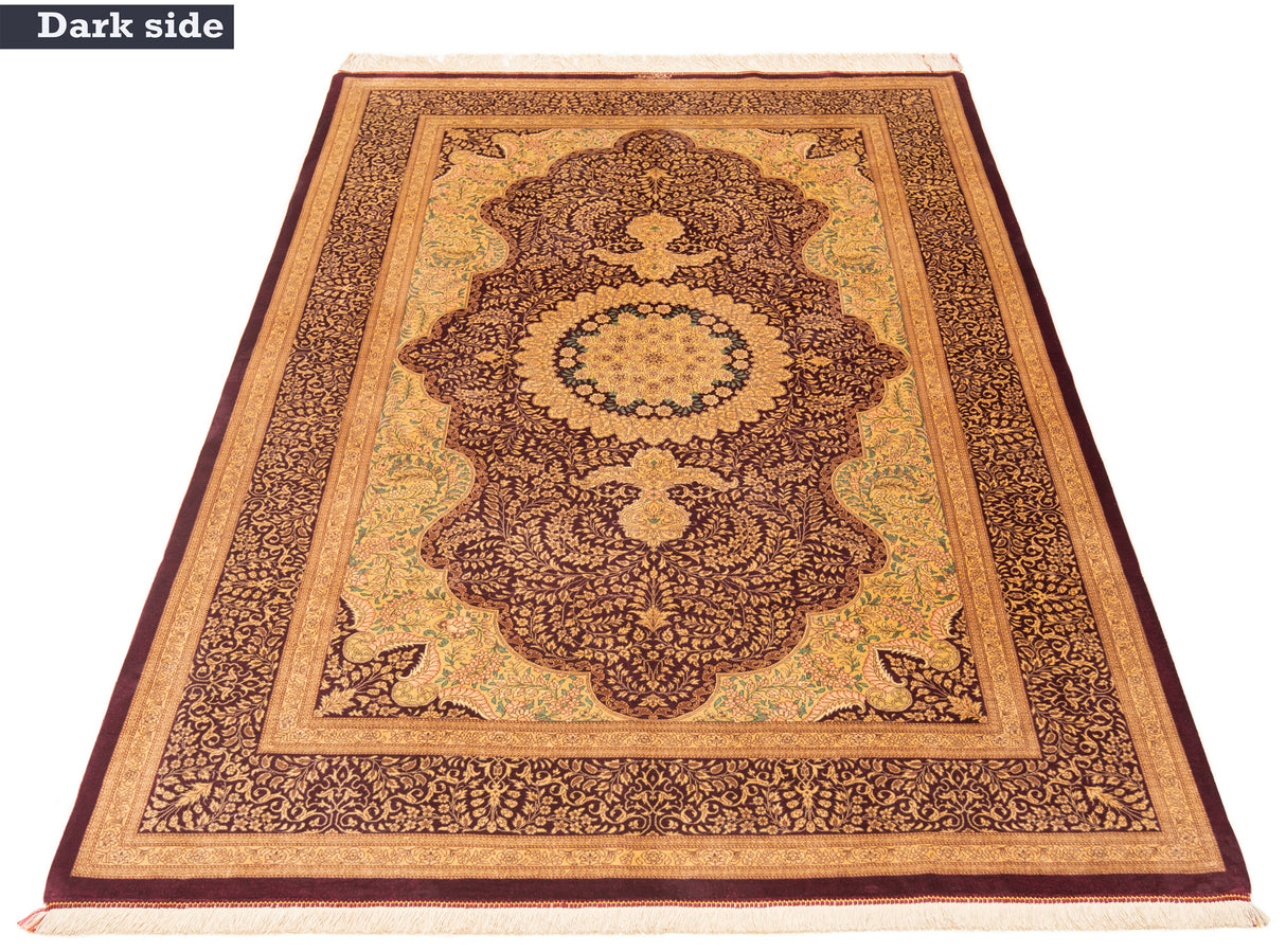 Alfombra persa de seda Qom | 201 x 132 cm