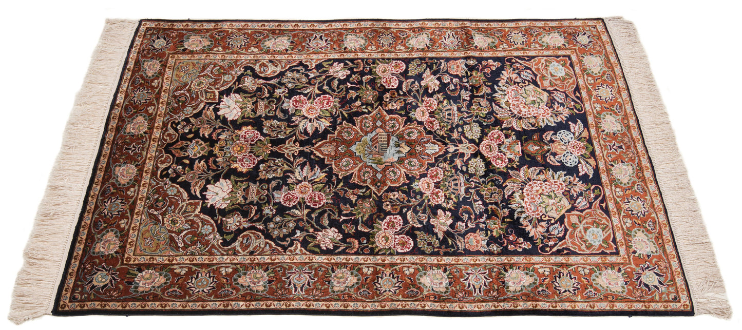 Alfombra persa de seda Kashan | 158 x 101 cm