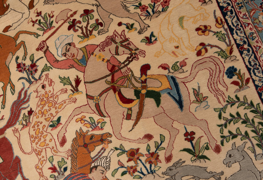 Alfombra persa de lana y seda Isfahan | 209 x 147 cm