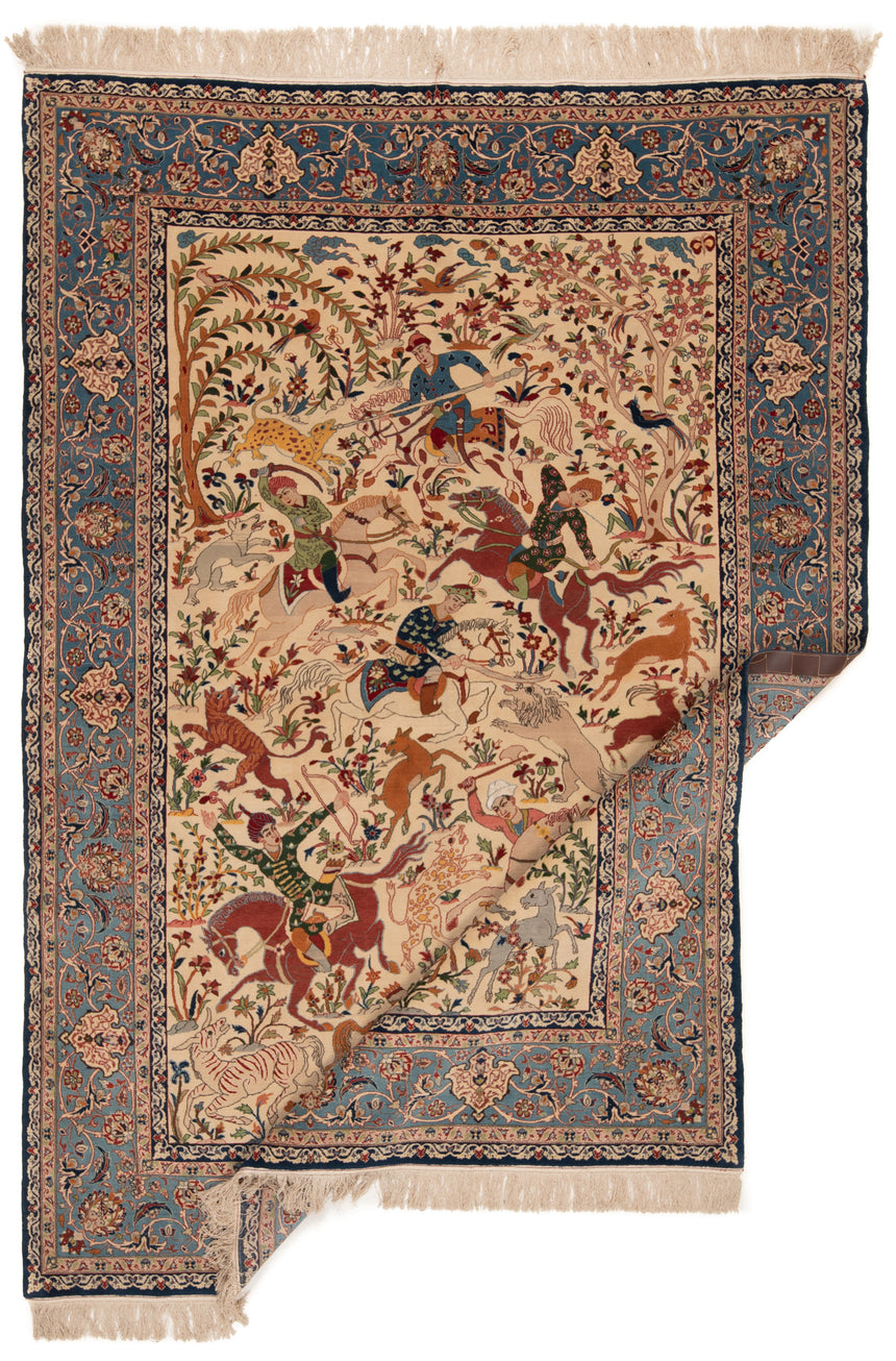 Alfombra persa de lana y seda Isfahan | 209 x 147 cm