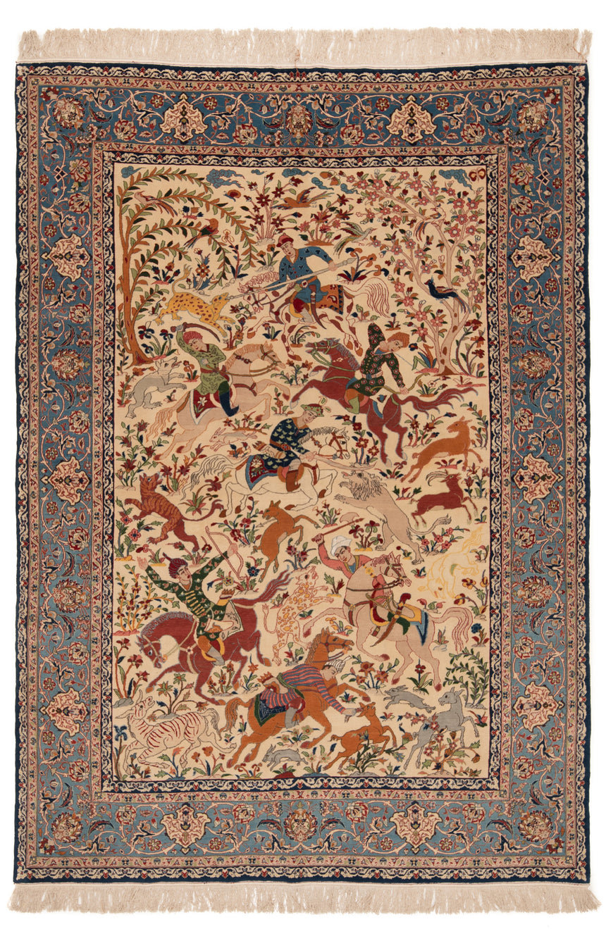 Alfombra persa de lana y seda Isfahan | 209 x 147 cm
