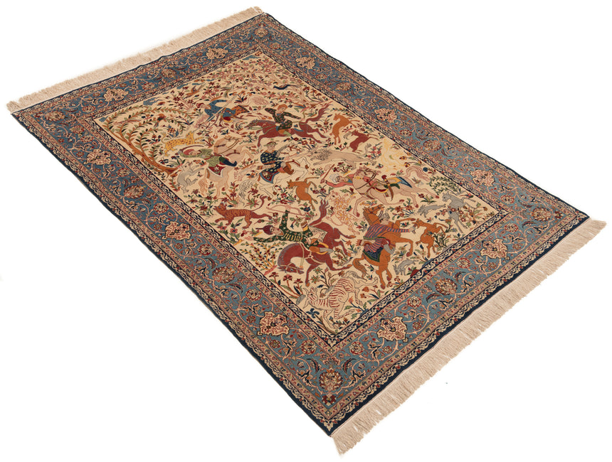 Alfombra persa de lana y seda Isfahan | 209 x 147 cm