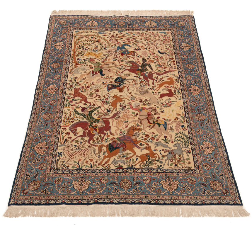 Alfombra persa de lana y seda Isfahan | 209 x 147 cm