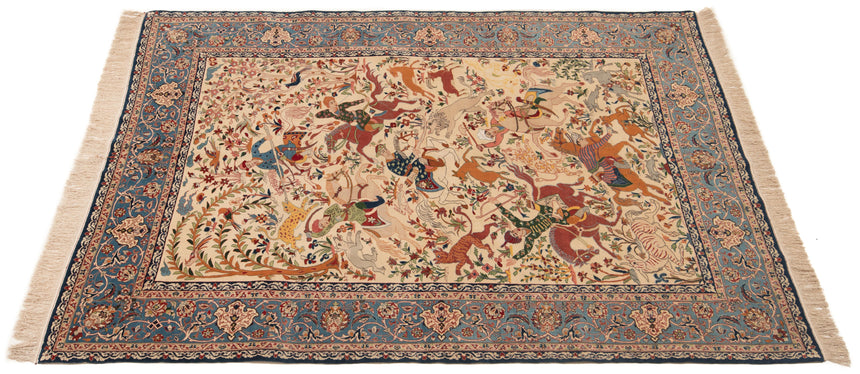 Alfombra persa de lana y seda Isfahan | 209 x 147 cm