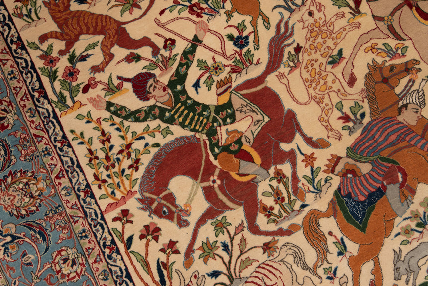 Alfombra persa de lana y seda Isfahan | 209 x 147 cm