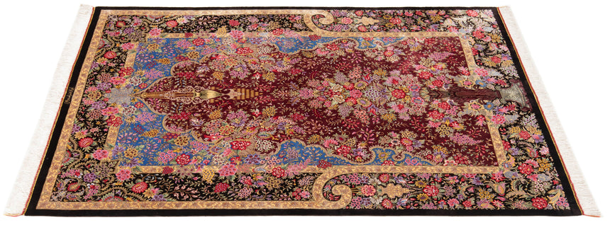 Alfombra persa de seda Qom | 197 x 128 cm
