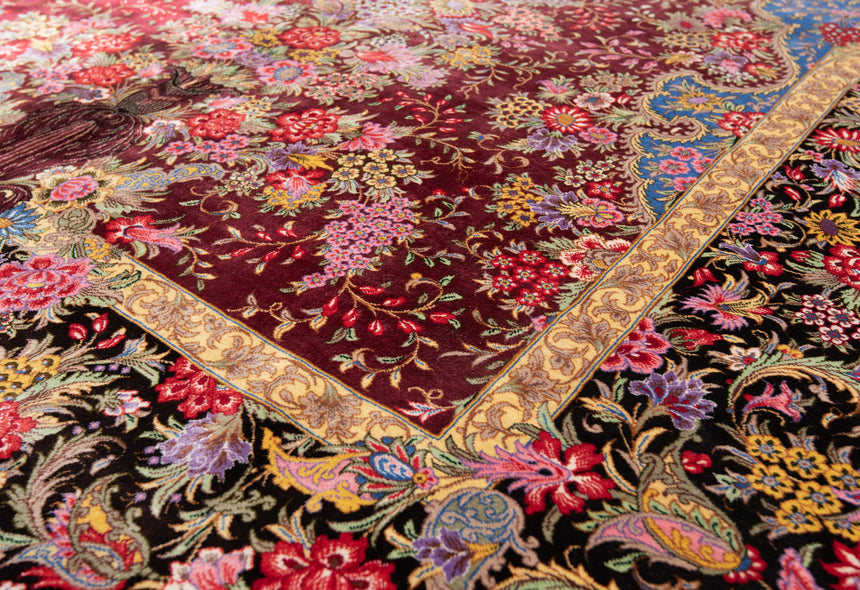 Alfombra persa de seda Qom | 197 x 128 cm